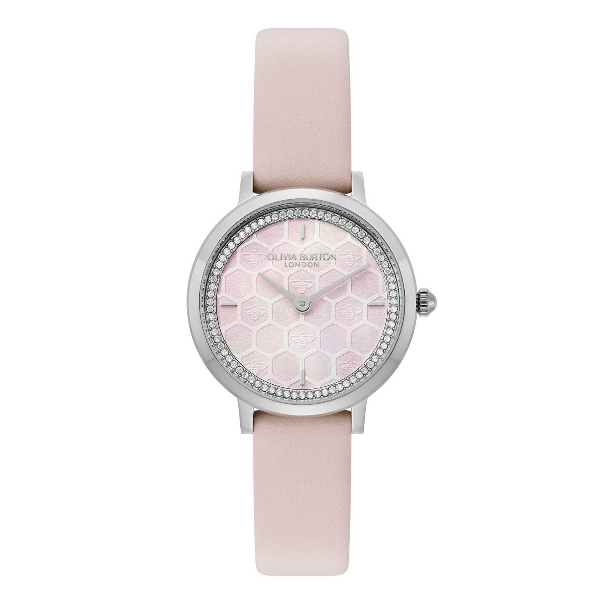 Womens Olivia Burton Pink Ultra Slim Honeycomb Leather Watch