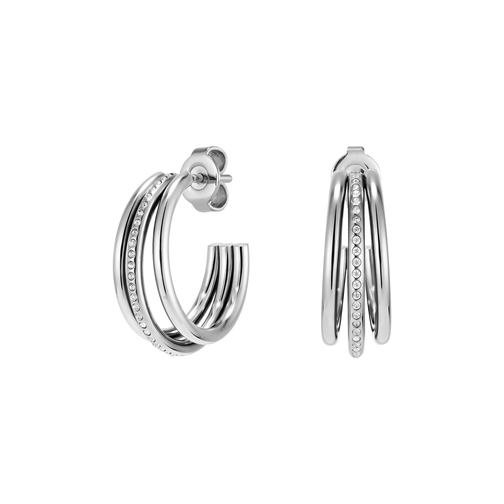 Womens	Olivia Burton	Silver Ever Stacked Hoop Earrings