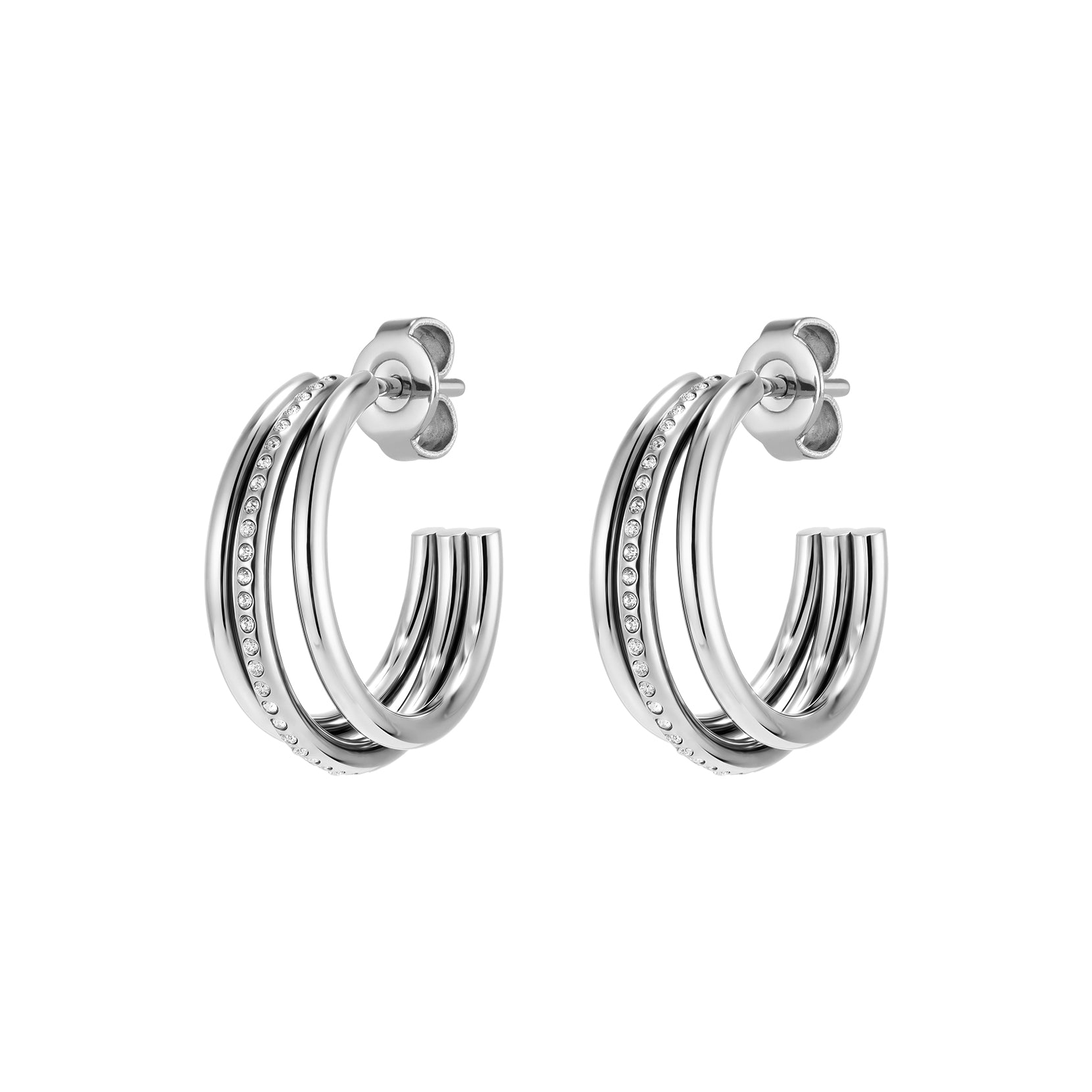 Womens	Olivia Burton	Silver Ever Stacked Hoop Earrings