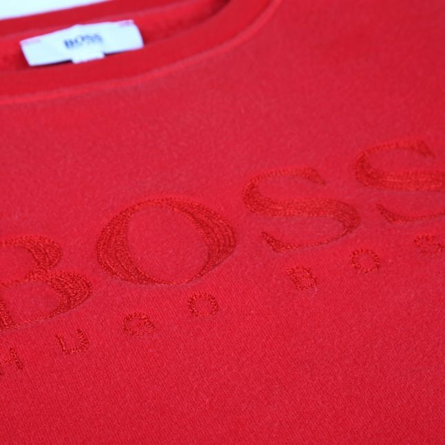 Boys Pop Red Embossed Logo Sweat Top