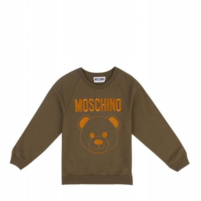 Boys Dark Olive Embroidered Toy Sweat Top