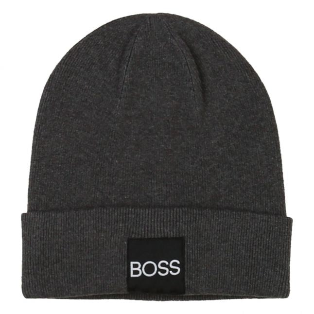 Boys Heather Grey Branded Patch Knitted Hat