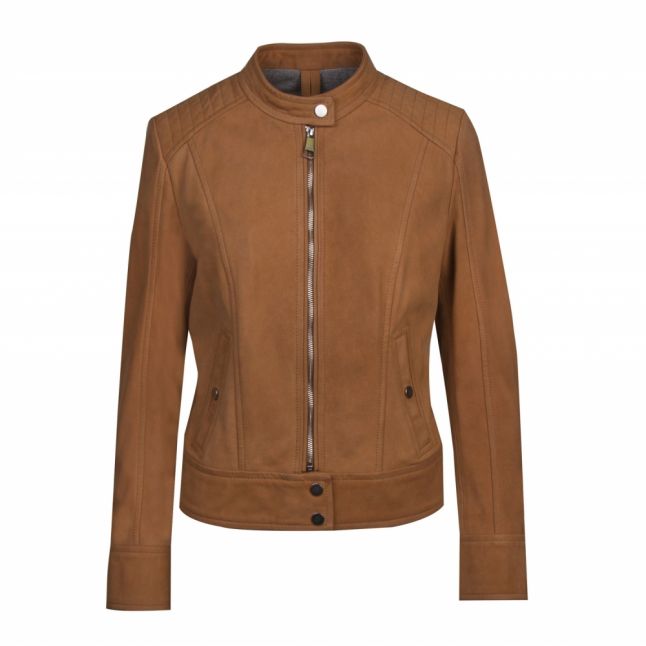 Casual Womens Light Brown Jutah Suede Biker Jacket