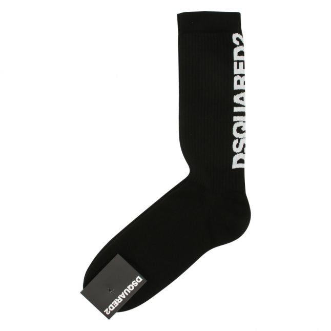 Mens Black Vertical Logo Socks