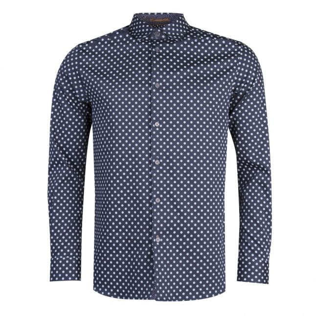 Mens Navy Hillgat Geo L/s Shirt