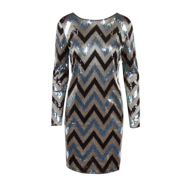 Womens Black Visparky Sequin Chevron Dress