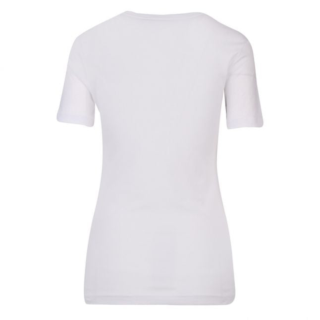 Womens White Metallic Foil Logo S/s T Shirt