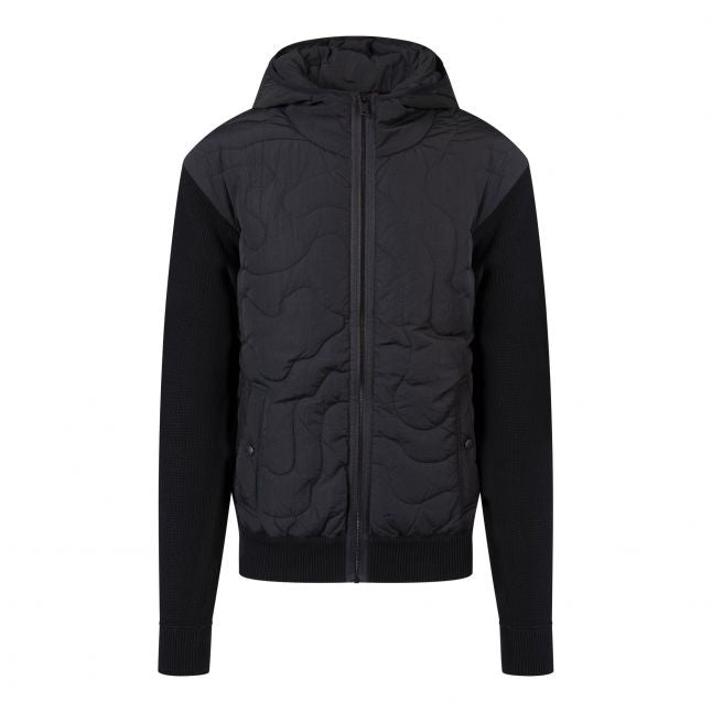 Mens Black Kalbero Hybrid Zip Up Knit