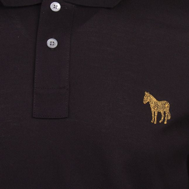 Mens Black Scribble Zebra Slim Fit S/s Polo Shirt