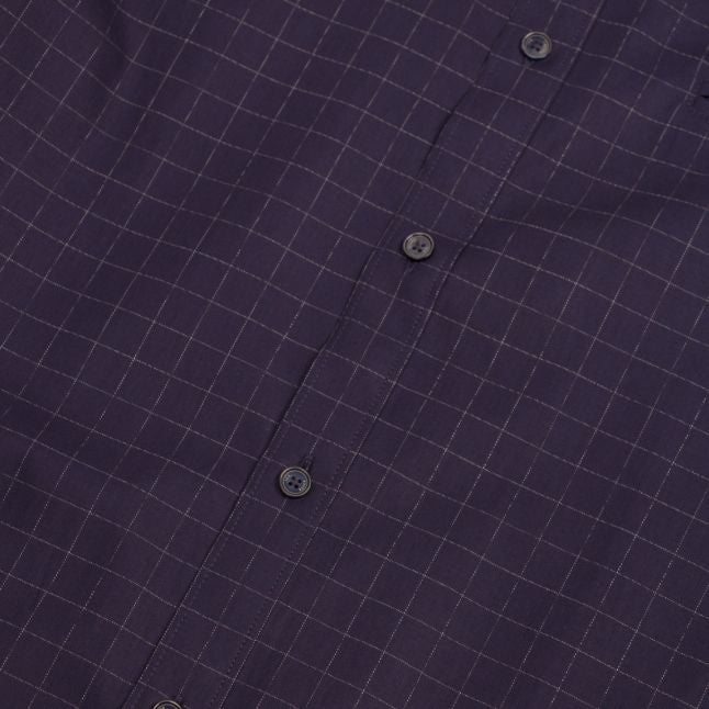 Mens Navy Bonjour Tonal Check L/s Shirt