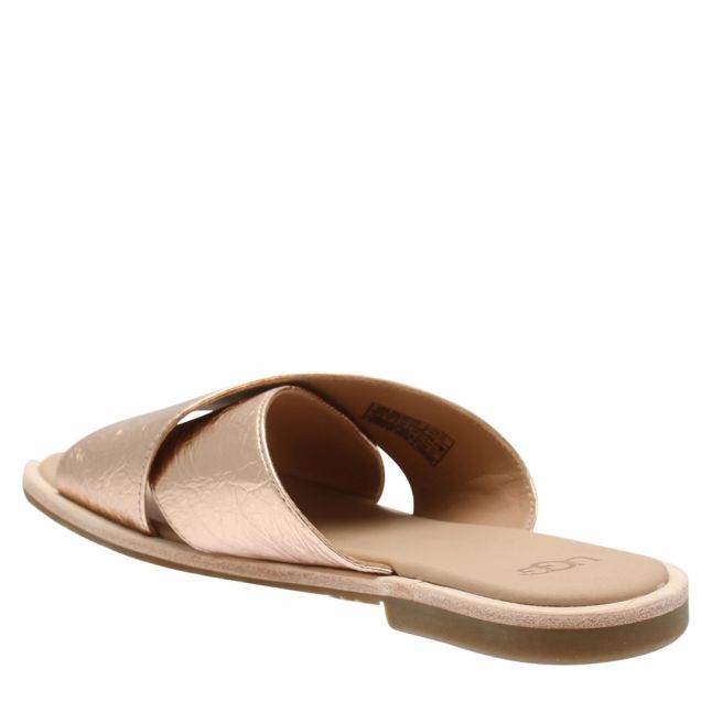 Womens Rose Gold Joni Metallic Leather Slides