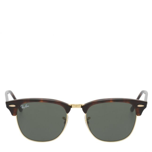 Unisex Tortoise/Arista/Green RB3016 Clubmaster Sunglasses