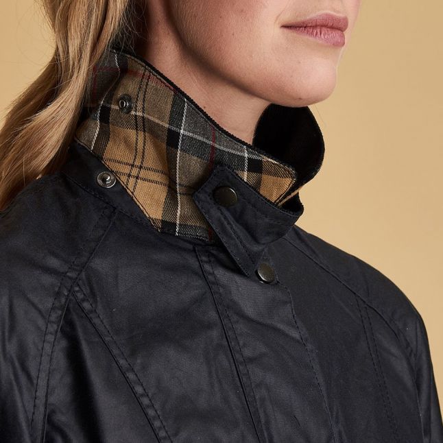 Womens Navy Beadnell Waxed Jacket