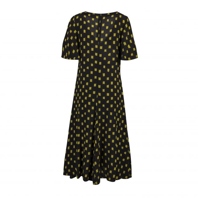 Womens Black Printed V Neck Dress