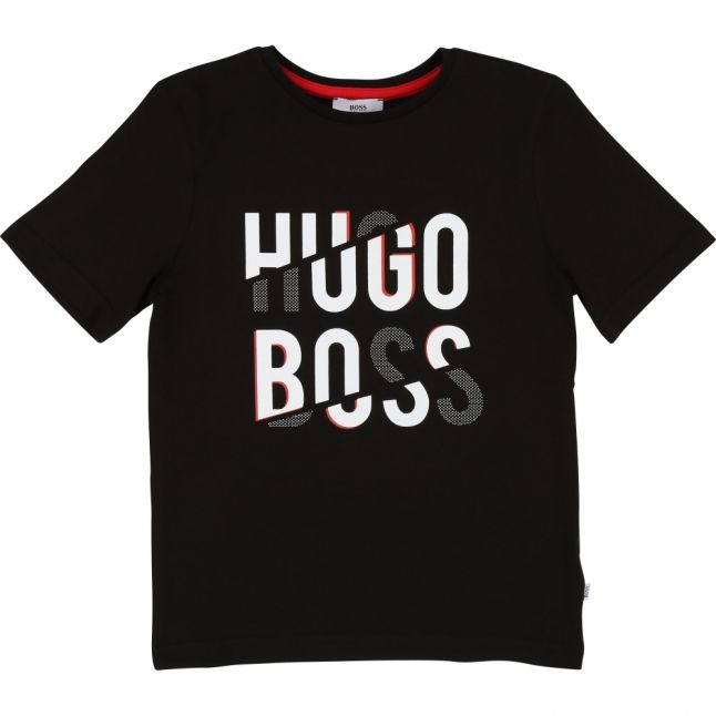 Boys Black Graphic Logo S/s T Shirt