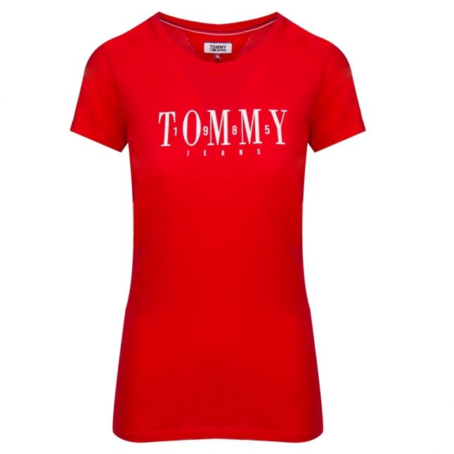 Womens Flame Scarlet Casual Tommy Logo S/s T Shirt