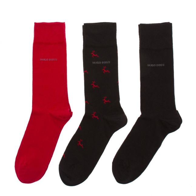 Mens Black Reindeer 3 Pack Sock Gift Set