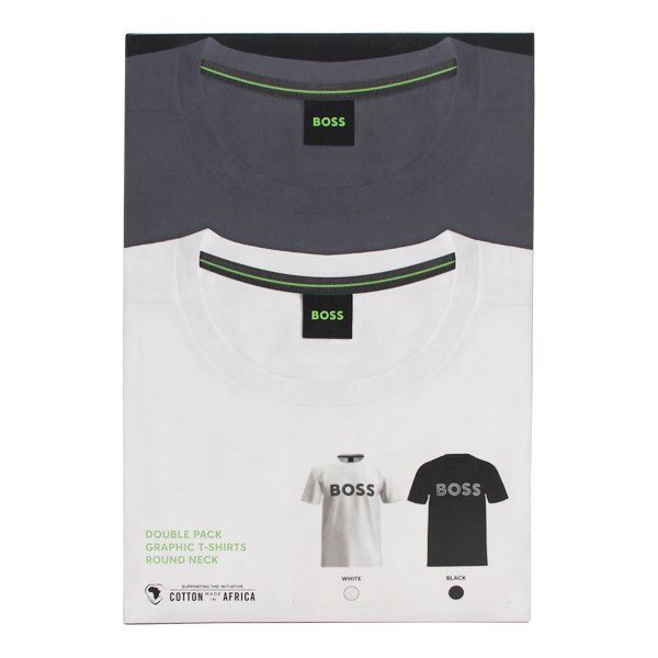 Mens White/Black S/s T-Shirt 2 Pack