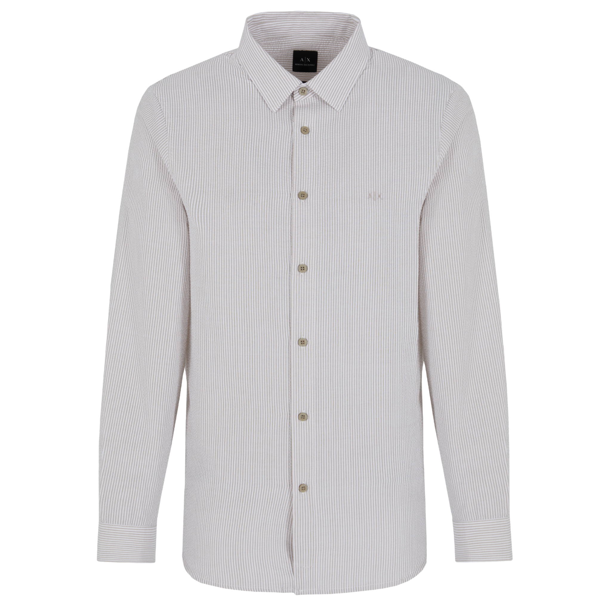 Mens Armani Exchange Roasted Cashew/White Seersucker Stripe L/s Shirt