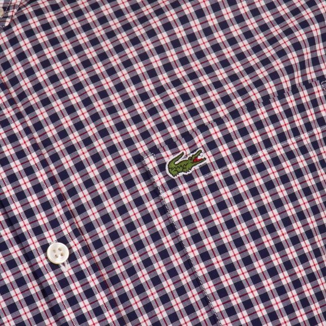 Mens Anchor & White Check Slim Fit S/s Shirt