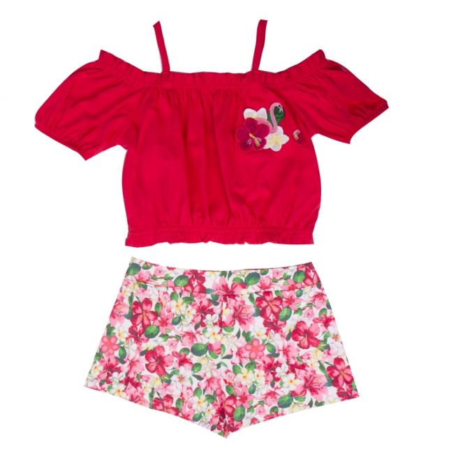 Girls Azalea Pink Floral Top & Shorts Set