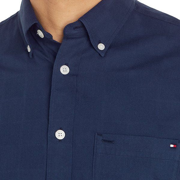 Mens Carbon Navy Gingham Texture Reg L/s Shirt