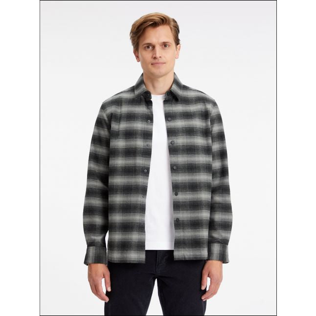 Mens Calvin Klein Black Twill Fleece Check Overshirt