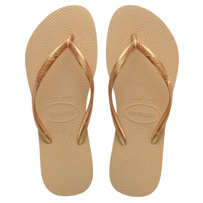 Womens Golden Slim Flip Flops