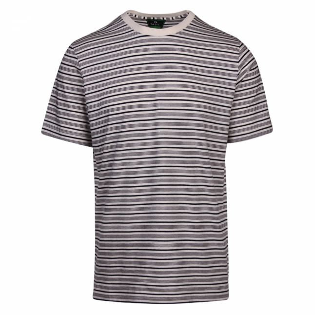 Mens Cream Block Stripe Regular Fit S/s T Shirt