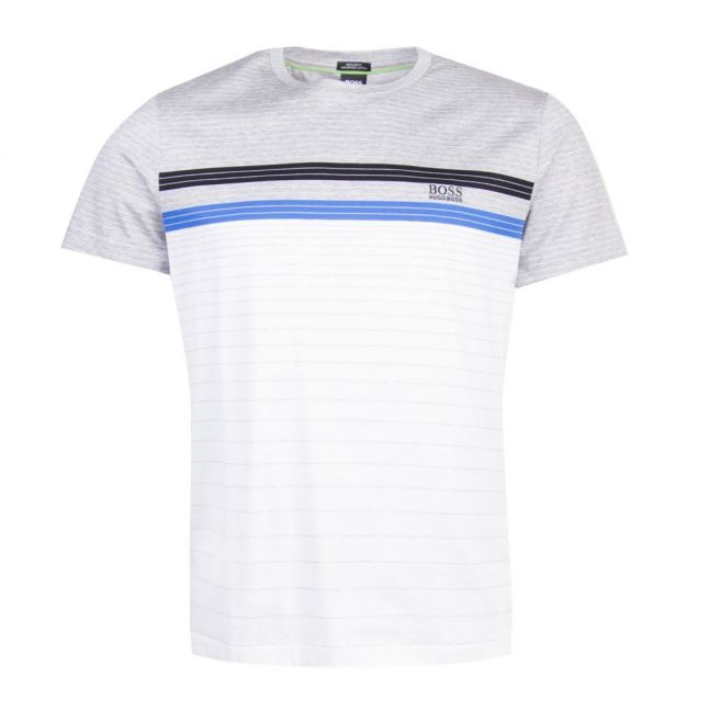 Athleisure Mens White Tee 12 Fine Stripe S/s T Shirt