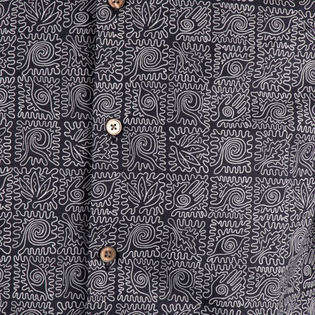 Mens Very Dark Navy Scribble Print Reg Fit L/s Shirt