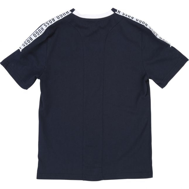 Boys Navy Logo Tape Shoulder S/s T Shirt