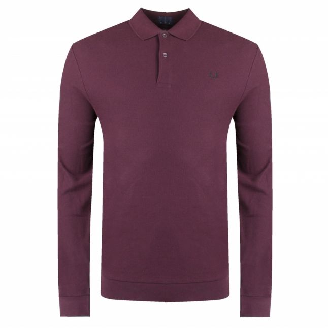 Mens Mahogany Honeycomb Texture L/s Polo Shirt