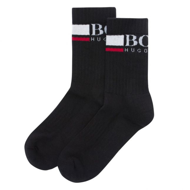 Mens Black QS Rib Logo Sports Socks