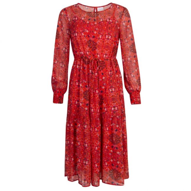 Womens Orange Vinilah Floral Midi Dress