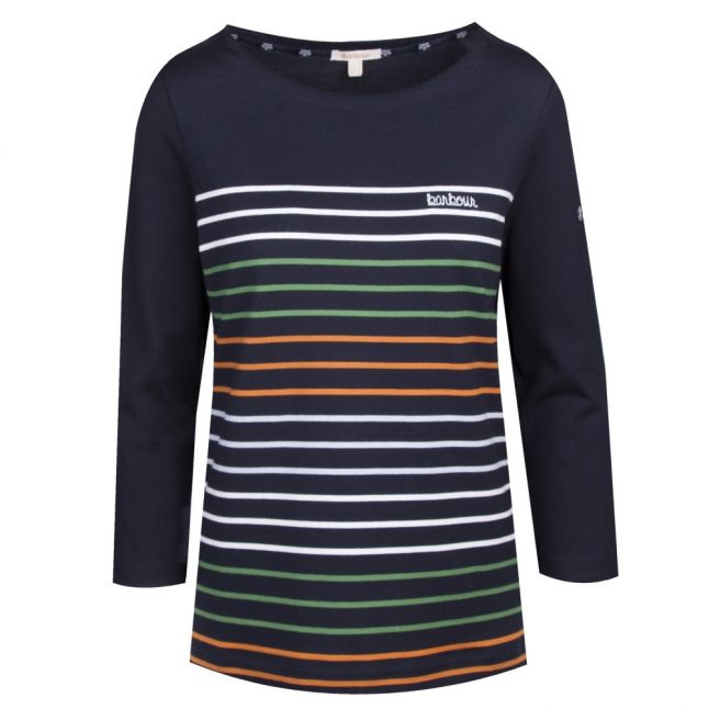 Womens Navy Littlehampton Stripe 3/4 Top