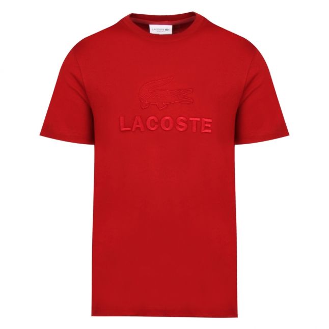 Mens Red Embroidered Croc S/s T Shirt