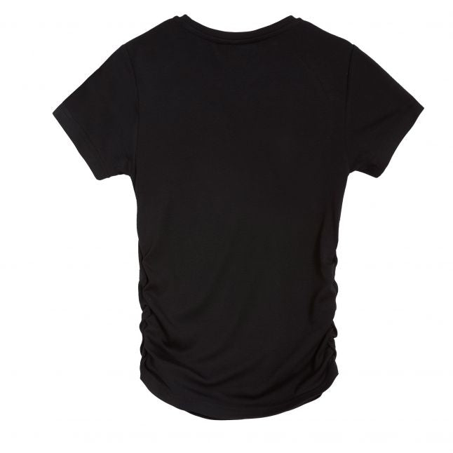 Womens Black Dot Ruched Fitted S/s T Shirt