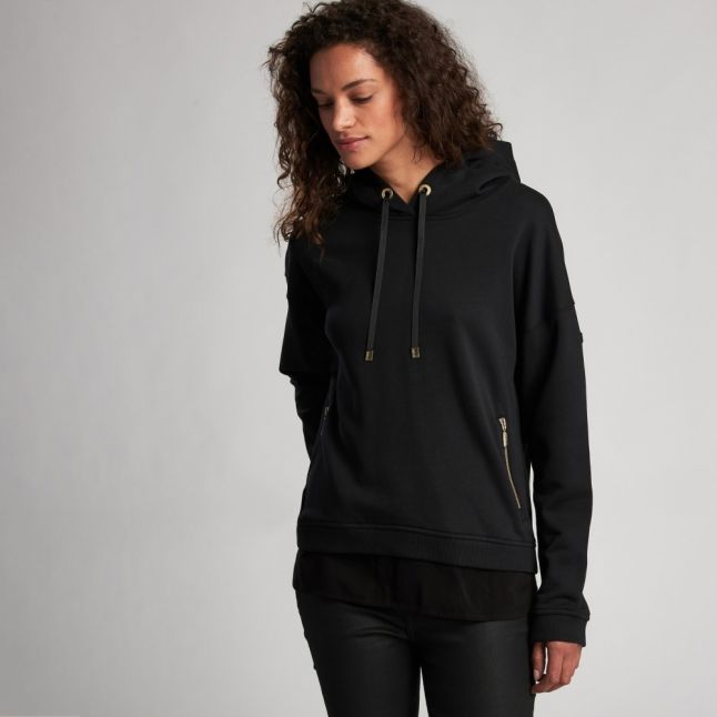 Womens Black Strike Hooded Sweat Top