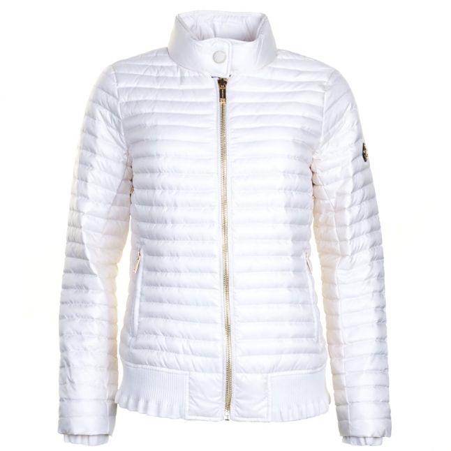 Womens Bone Ruffle Rib Puffer Jacket