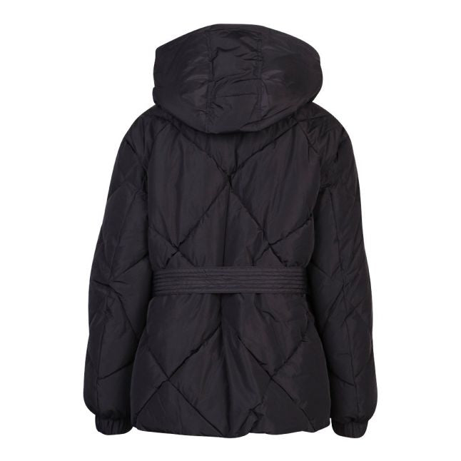 Womens Black Diamond Belted Padded Jacket