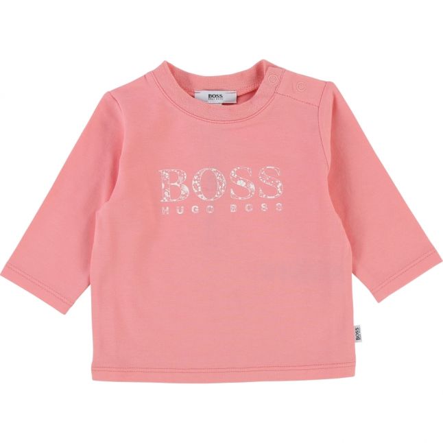 Baby Pink Branded L/s T Shirt