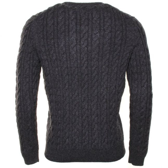 Mens Charcoal Marl Crew Cable Knitted Jumper