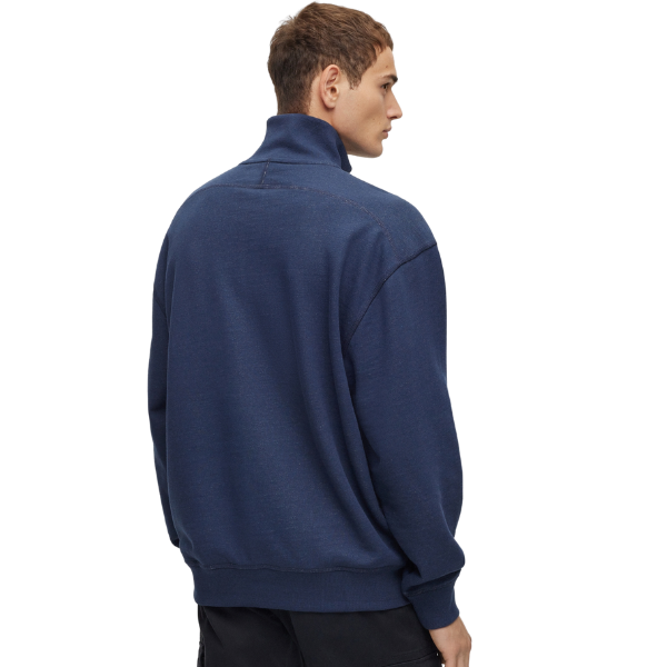 Mens BOSS Dark Blue Zeglitchstitch 1/2 Zip Sweat