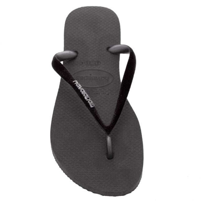 Womens Black Slim Velvet Flip Flops