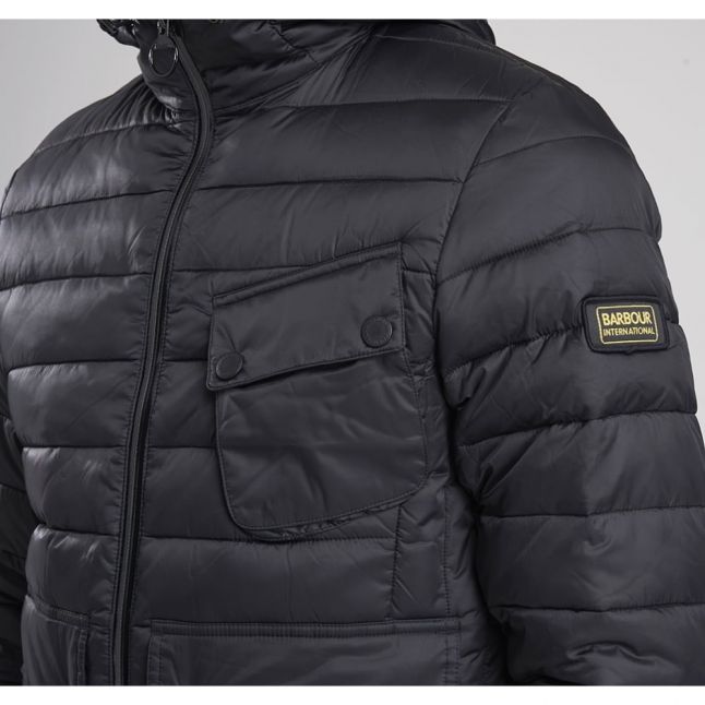 Mens Black Ouston Hooded Quilted Jacket