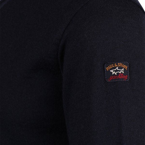 Mens Navy Iconic Badge Wool Crew Knit