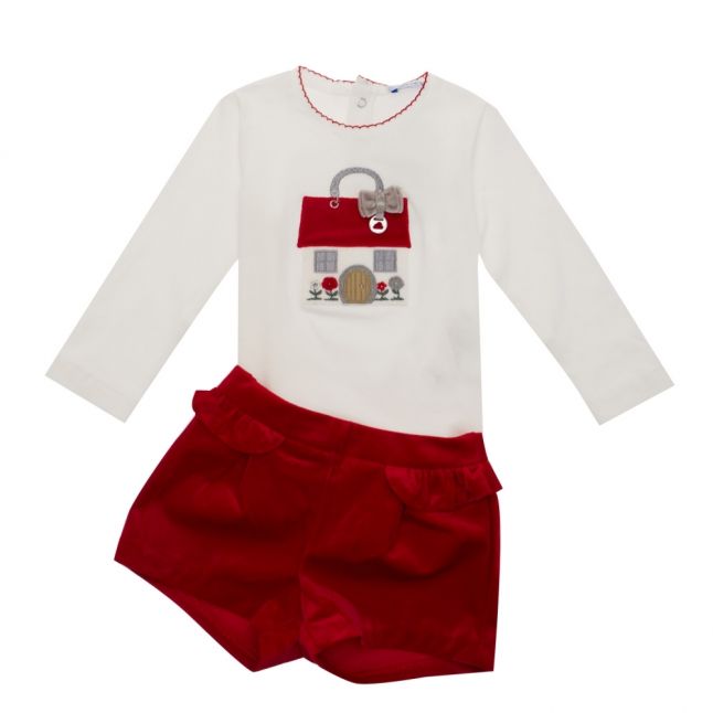 Infant Natural & Red House Top & Shorts Set