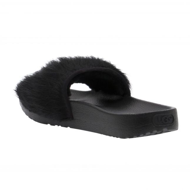 Womens Black Royale Fluff Slides