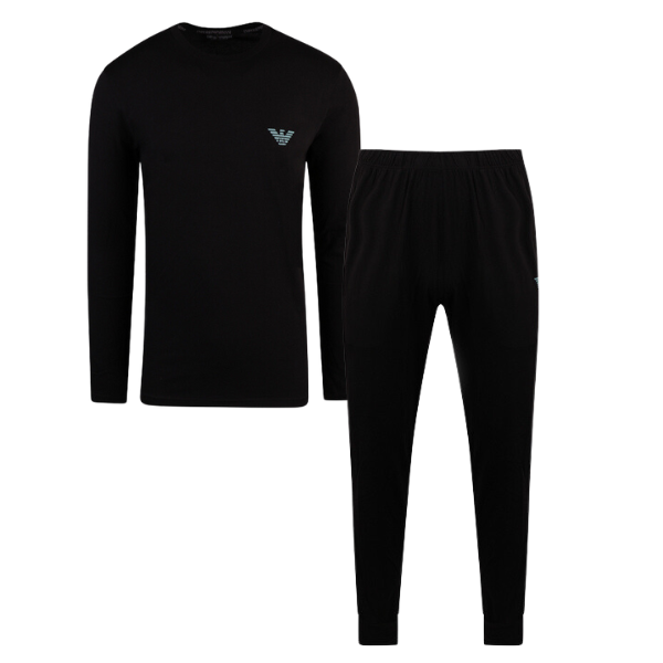 Mens Black Megalogo Pyjama Set